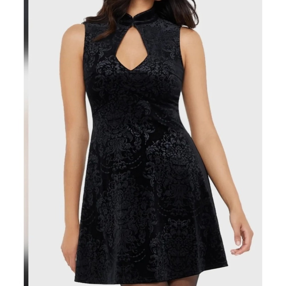 Killstar Lucifers Muse Dress Black Velvet Damask Keyhole Gothic KSRA0134704XL XL